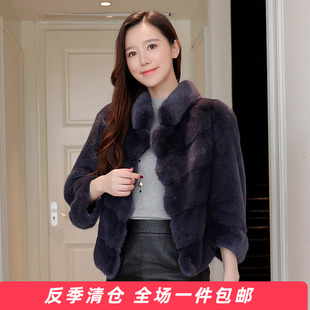 水貂皮大衣女士短款整貂皮草外套貂绒貂毛2025冬季新款斜排立领TT