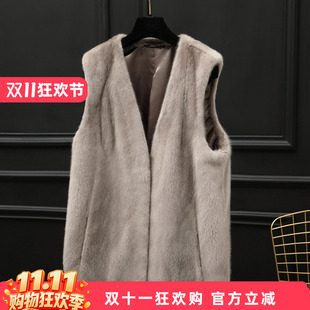 水貂皮马甲女进口整貂皮草短款背心母貂毛坎肩2026冬季外套新款