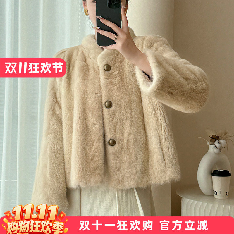 水貂皮草外套女短款年轻款2026冬季新款海宁整貂裘皮大衣时尚TT