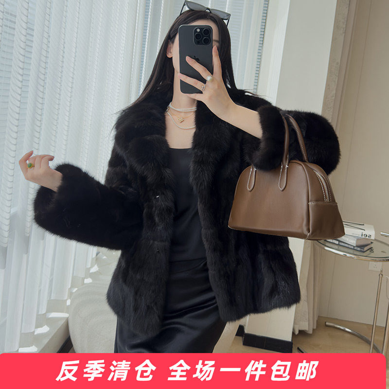 进口俄罗斯紫貂皮草外套女短款大衣冬新款轻奢裘皮海宁貂毛上衣