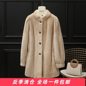 女整中长款貂皮大衣哲奴