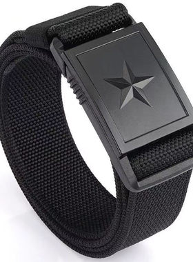 男士腰带新款潮百搭工装帆布磁力扣皮带战术机能松紧弹力裤带灰色