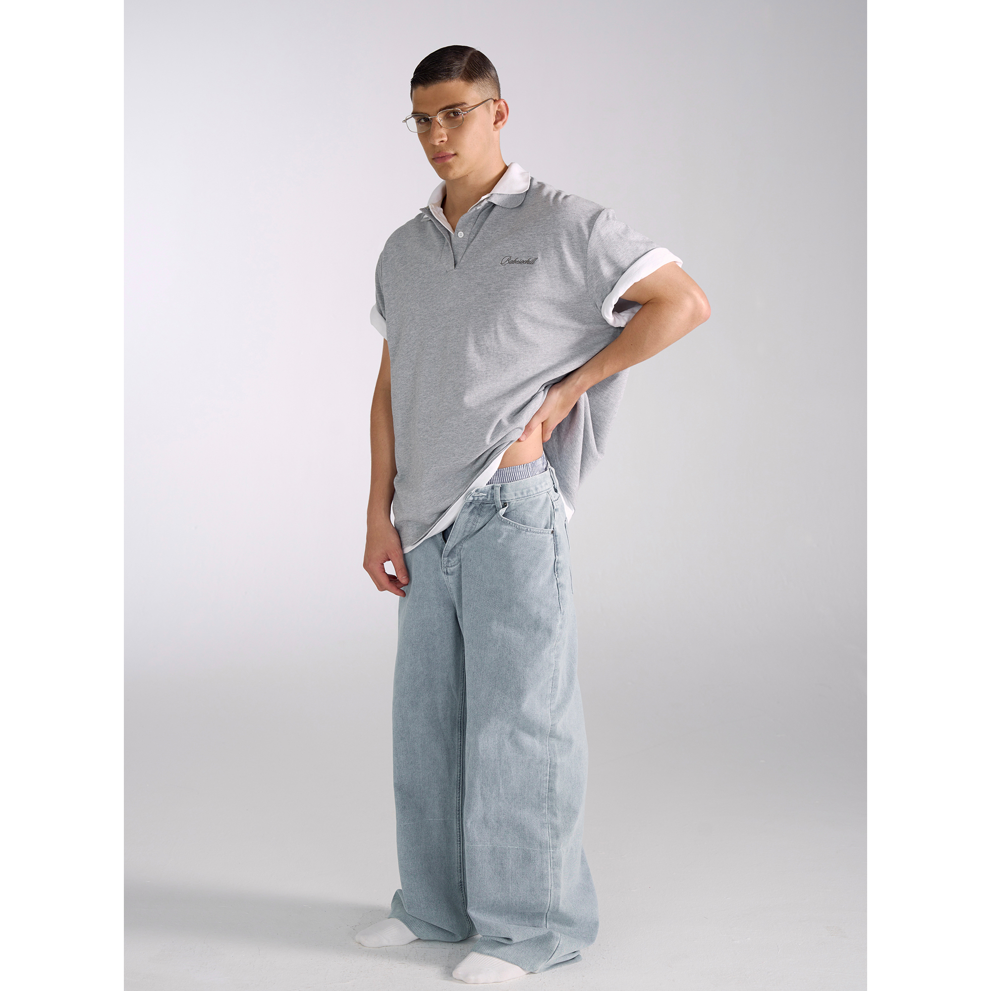 Babesochill盛夏假日感休闲宽松廓形polo衫黑白灰