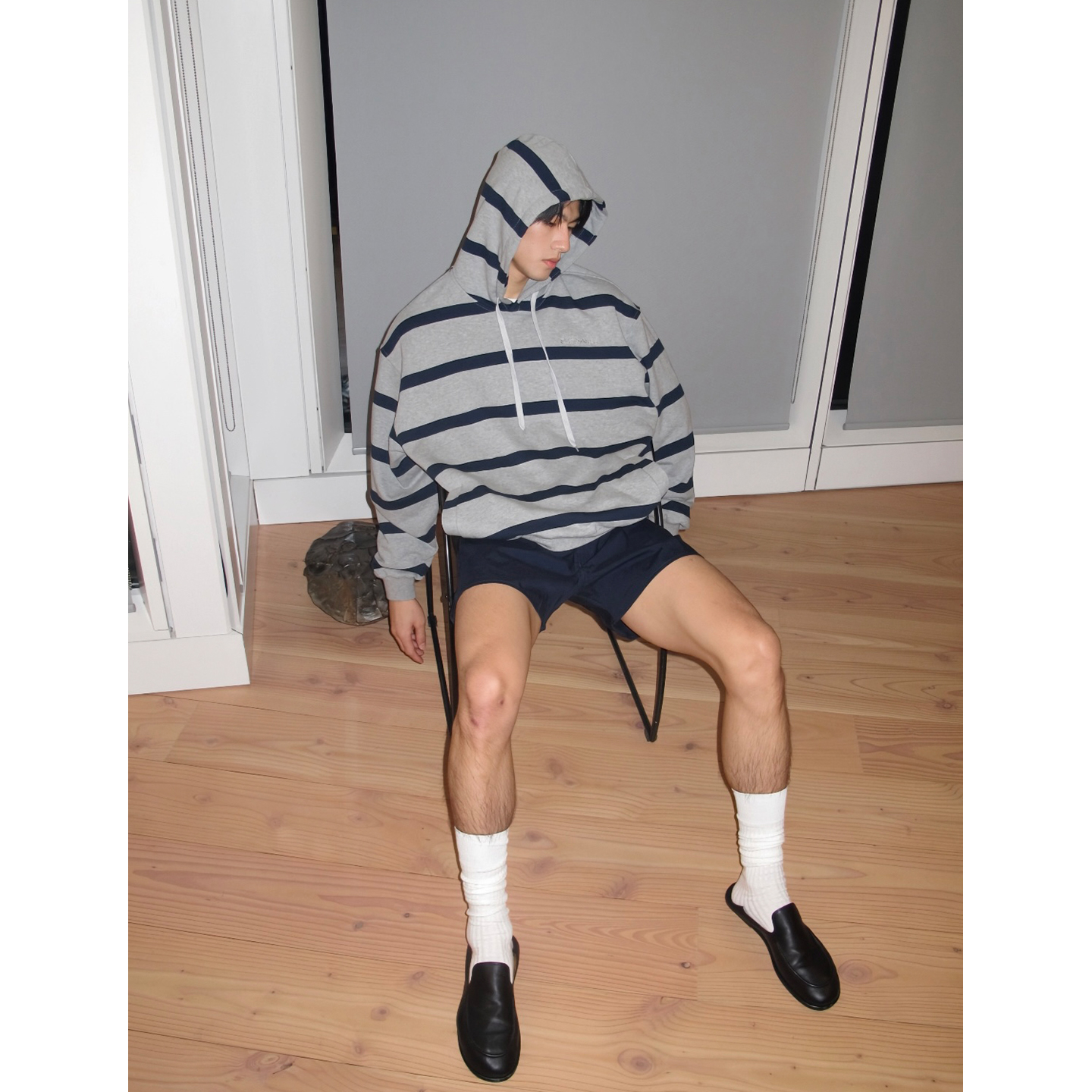 Babesochill 条纹boxy宽松连帽机场卫衣