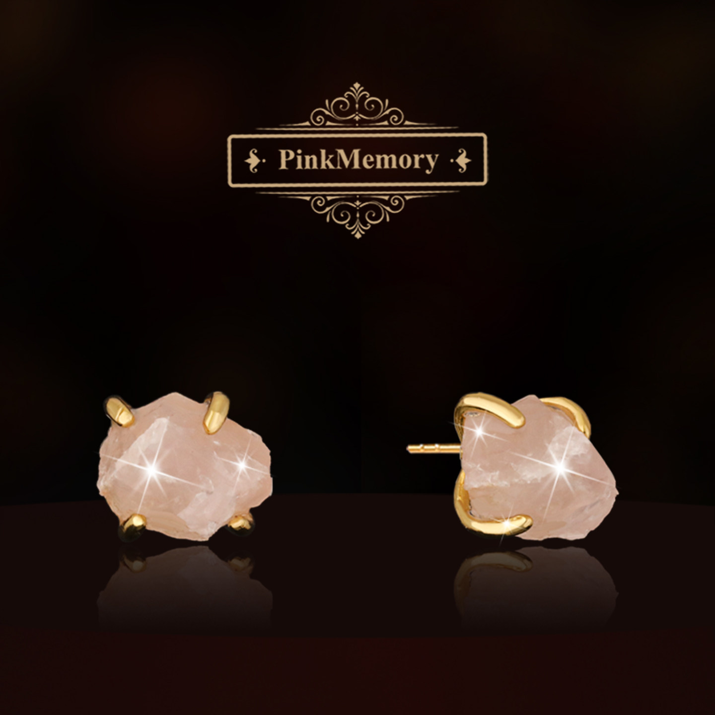 巴黎Pink Memory粉晶独特宝石耳钉高级感轻奢女新款气质领针耳环