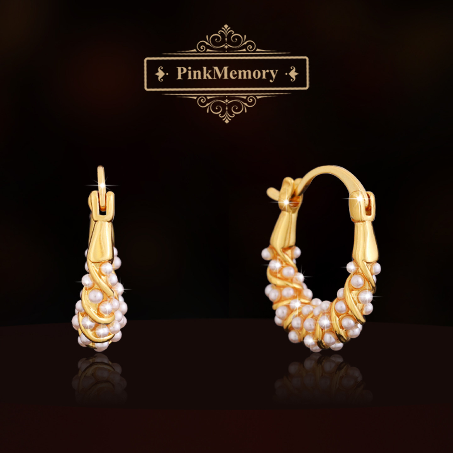 巴黎Pink Memory珠满枝头藤蔓珍珠耳钉高级感轻奢女爆闪领针耳环