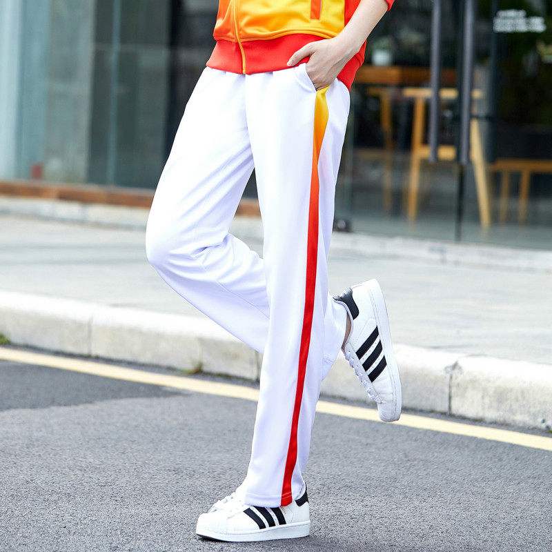 男女士同款白色运动裤长裤春秋冬款健步走团体健身操初高中校服夏