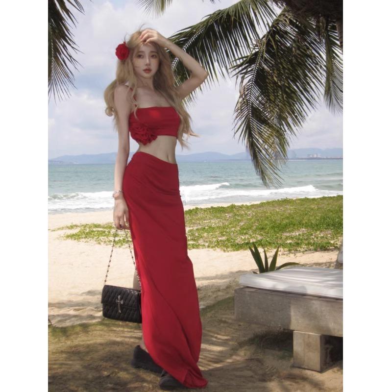 泰国三亚海边拍照连衣裙套装