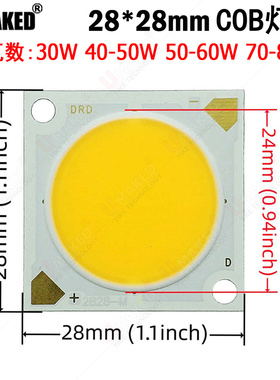 20w30w正白暖白光 28x28mm方形COB LED集成灯珠 节能LED灯