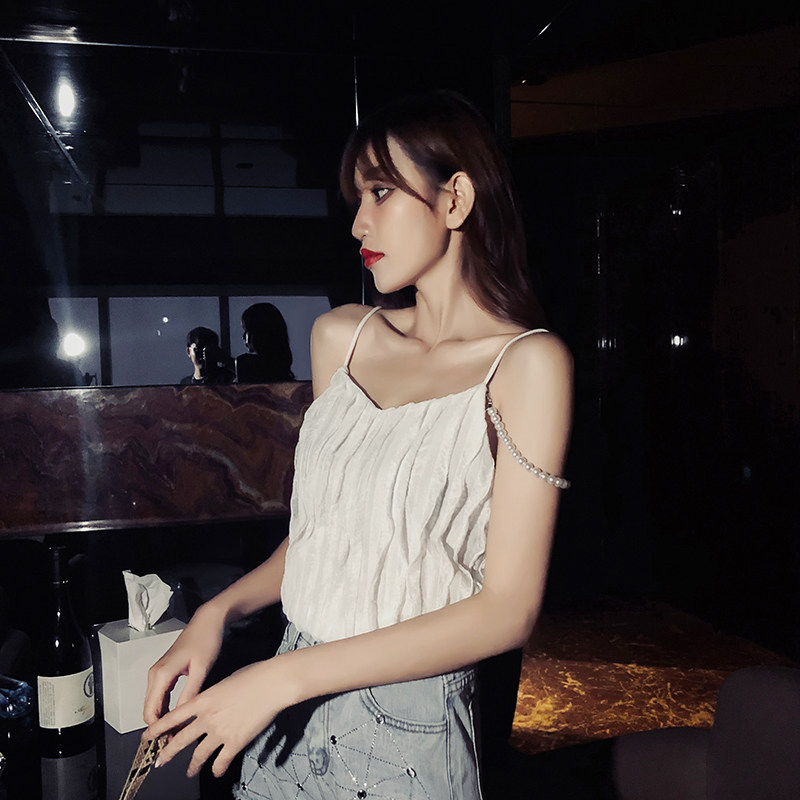 Pearl chain white Leaf camisole vest Exorcism tassels Internal lap sexy Primer ins Tidal summer coatin the Women's clothing/Boutique , Vest harness  category - from Buy2taobao.com to provide professional Taobao agent buy service