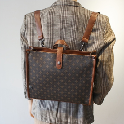 潮牌老花双肩包14寸男士包斜挎包