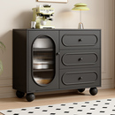 餐边柜家用厨房橱柜客厅黑色置物柜现代简约边柜靠墙一体茶水柜子