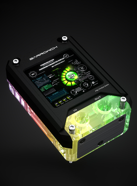 Barrowch AMD分体CPU水冷头 AIDA64数显温度监控彩副屏散热14900k