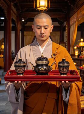摆件实木直边托盘香炉粉盅
