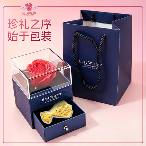 玫瑰花束999足金黄金金片情侣赠女友老婆闺蜜生日礼物七夕纪念日