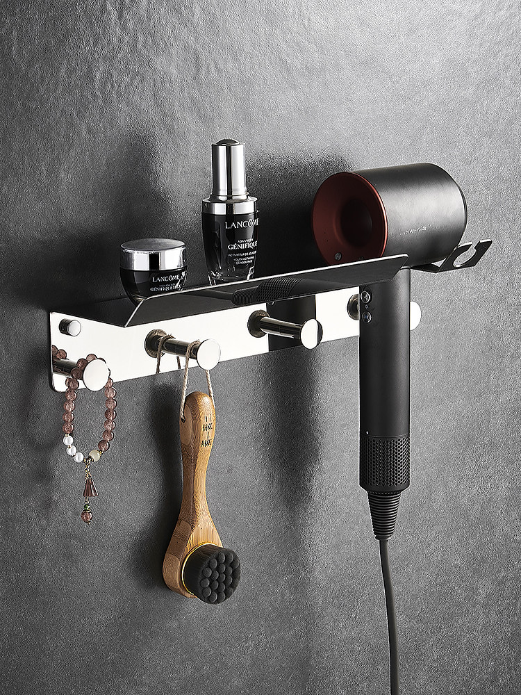 吹风机置物架免打孔不锈钢卫生间电吹风挂架浴室壁挂式收纳支架子