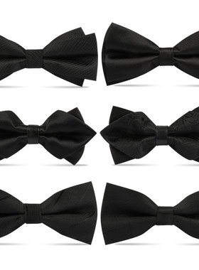 男士黑色白色领结正装商务宴会新郎结婚婚礼礼服红色女蝴蝶结伴郎