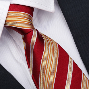 真丝红色条纹领带结婚新郎西装桑蚕丝男商务时尚正装礼盒送礼领带