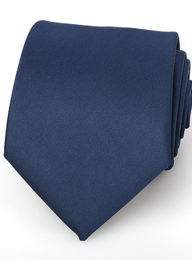 藏青纯色商务手打领带男女蓝色新郎结婚正装拉链懒人免打条纹领带