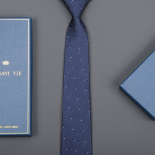 波纹白点领带新郎结婚男女商务正装韩版拉链式蓝色条纹领带礼盒