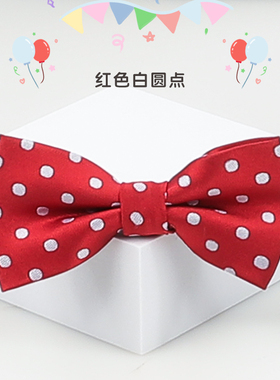 儿童领结 韩版男童小学生演出服表演蝴蝶结潮宝宝领结红色白圆点