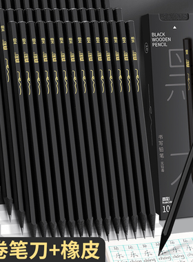 真彩高端黑木铅笔黑色hb小学生专用练字笔安全无毒一二年级学生2b铅笔儿童幼儿园学习文具用品套装考试写字笔