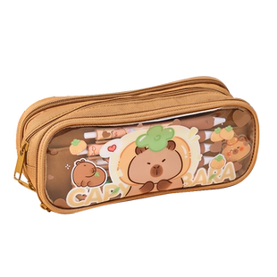 卡皮巴拉大容量笔袋女生ins风新款熊猫文具盒女孩款高颜值儿童幼儿园小学生铅笔盒男孩子初中生痛包透明夹层