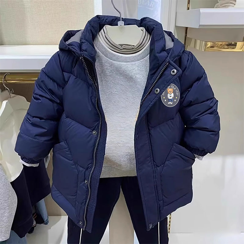 小熊童装冬款男童带帽保暖羽绒服