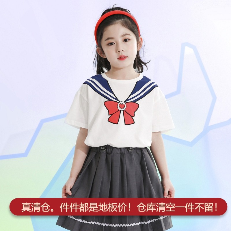 童装女童夏装T恤2026新款夏季薄款儿童海军领风短袖全棉圆领上衣,童装/婴儿装/亲子装,T恤,淘宝优惠券,粉丝福利购,淘宝优惠卷