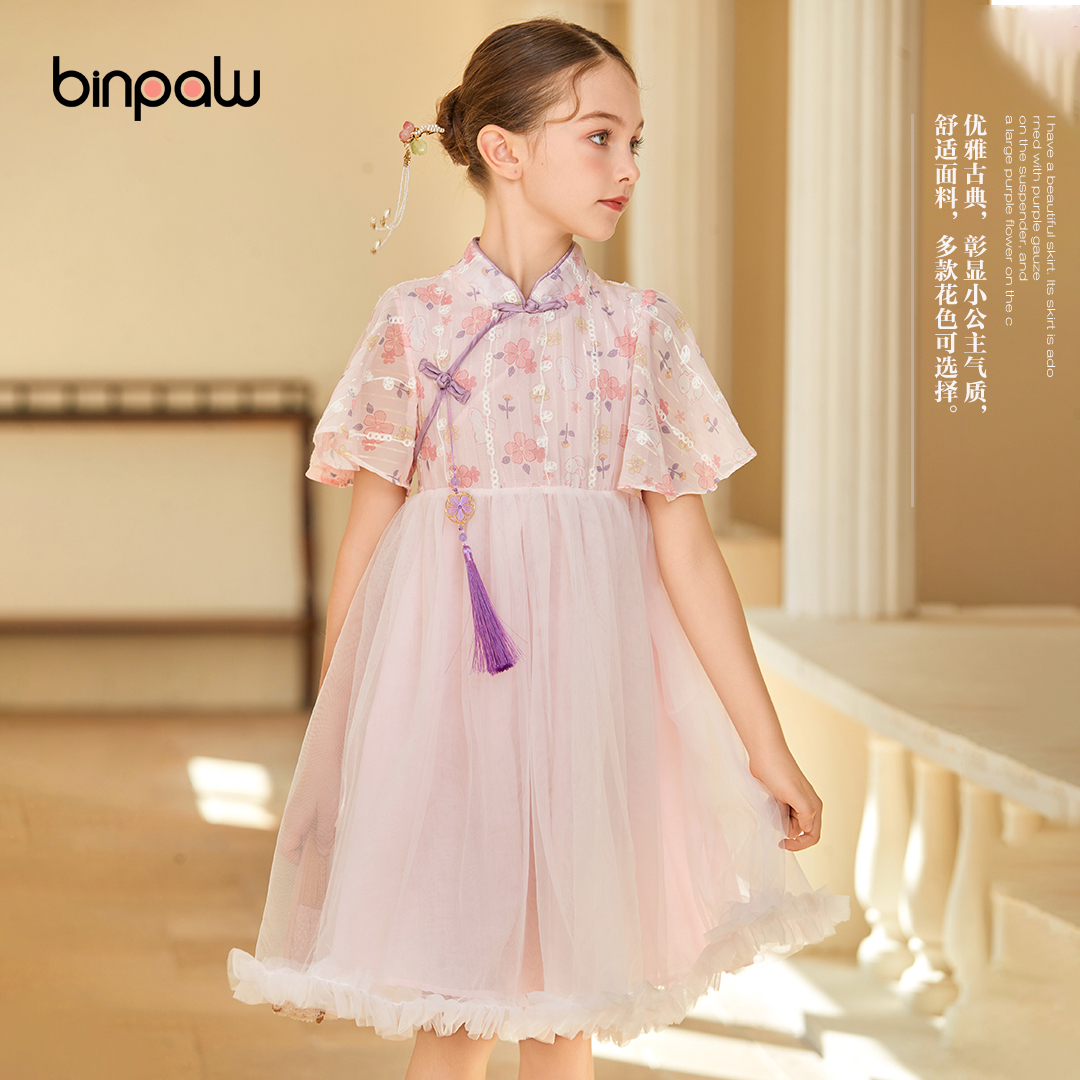 中大女童夏季蓬蓬连衣裙汉服中国