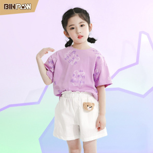 简约洋气百搭上衣中大童运动休闲半袖 童装 2025新款 短袖 女童夏季