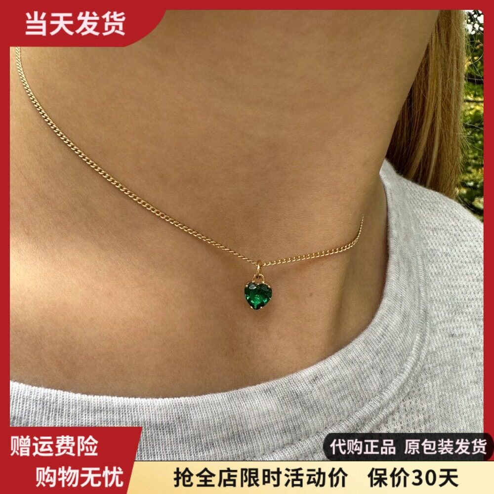 bm项链绿色小爱心锁骨链女