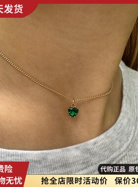 bm项链绿色小爱心锁骨链女