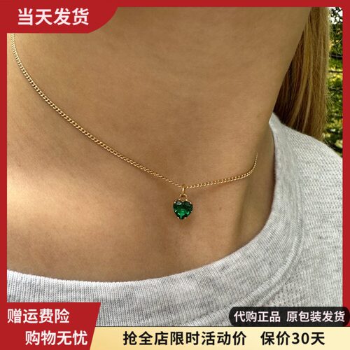 bm项链绿色小爱心锁骨链女