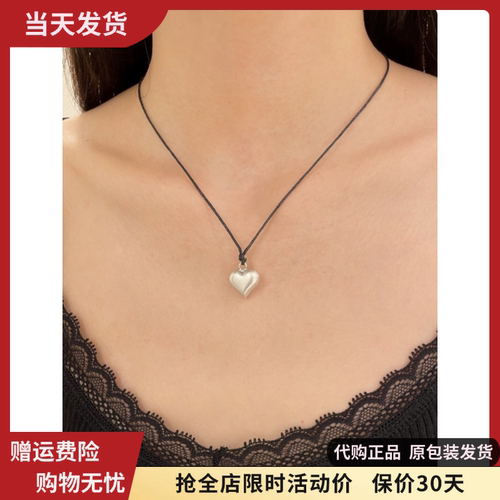 新款项链黑绳爱心吊坠百搭