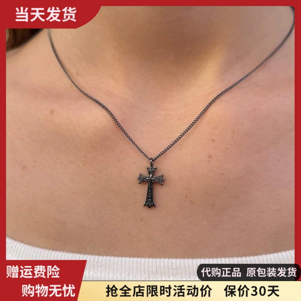 bm项链黑色十字架女秋冬新款