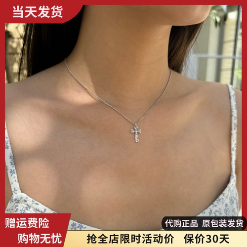 女bm新款复古哑光质感十字架项链