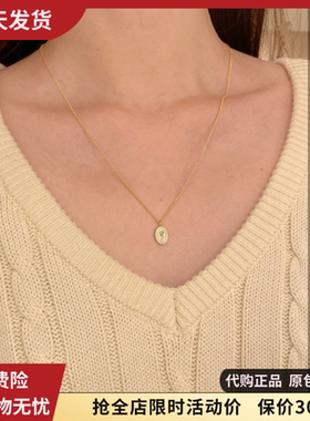 新款椭圆玫瑰花小吊坠项链