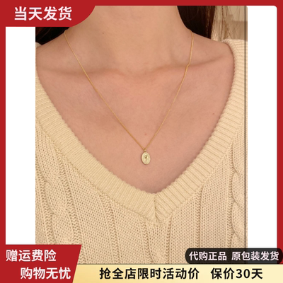 新款椭圆玫瑰花小吊坠项链