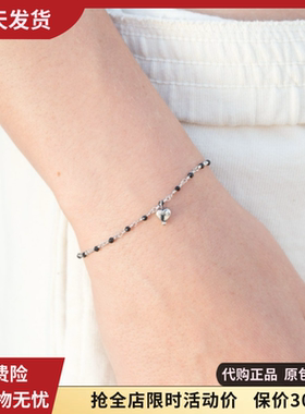 bm手链爱心女新款银色链条黑色珠子桃心吊坠百搭潮brandymelville