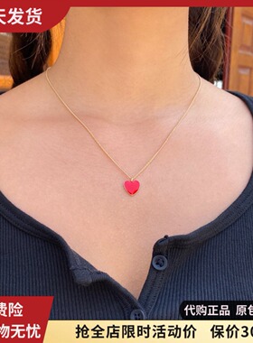 bm大红色爱心细链锁骨链女