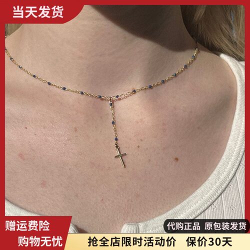 bm串珠十字架项链女生百搭