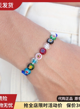 brandy melville国内代购bm手链彩色小花琉璃串珠手串女轻奢百搭