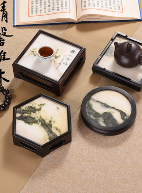 中式仿古明式紫光檀嵌云石