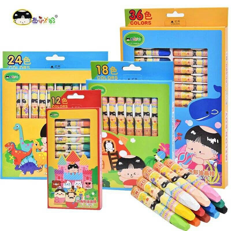西瓜太郎儿童蜡笔12/24/36色油画棒宝宝画笔幼儿园彩笔可水洗