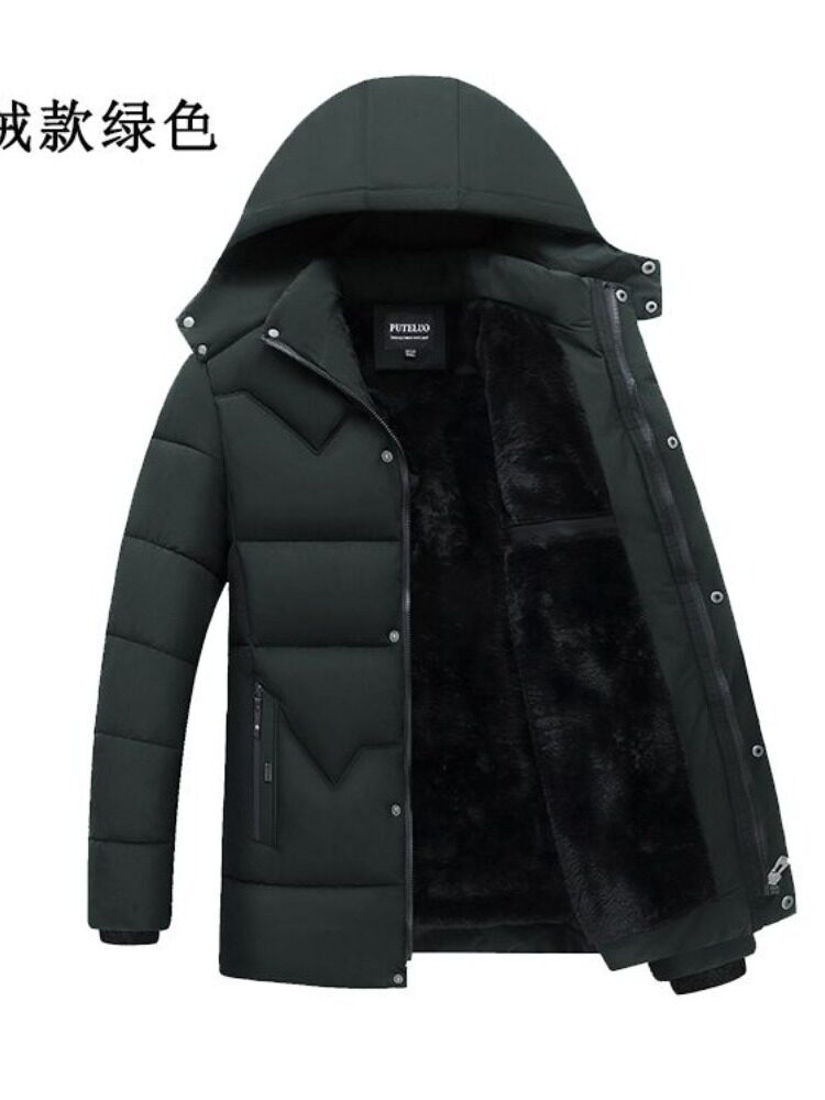 가벼운 럭셔리 새아빠 솜 패딩 재킷 중년 및 노인 벨벳 두꺼운 따뜻한 솜 재킷 중년 남성 겨울 솜 재킷