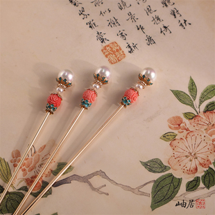 黛玉簪红楼梦林黛玉发簪改良款古典风日常旗袍汉服配饰无流苏发簪