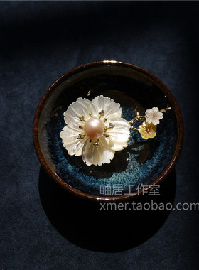 古典汉服旗袍天然珍珠子扣胸花