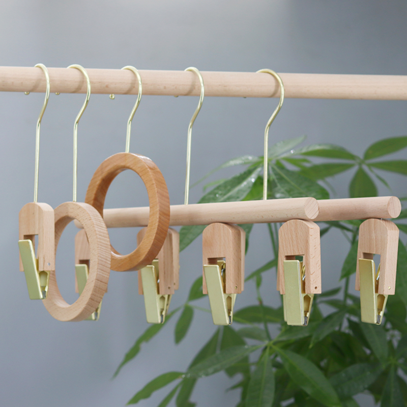 多功能挂夹实木S挂钩榉木环挂