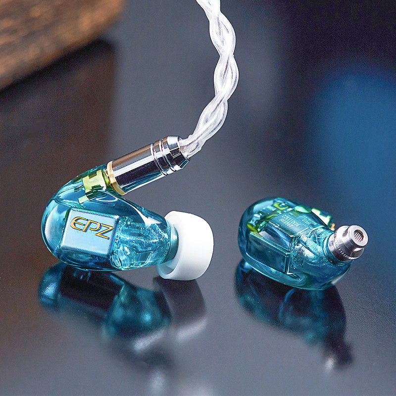 EPZ 320 入耳式有线耳机动铁三单元hifi耳塞手机K歌运动 红蓝CP